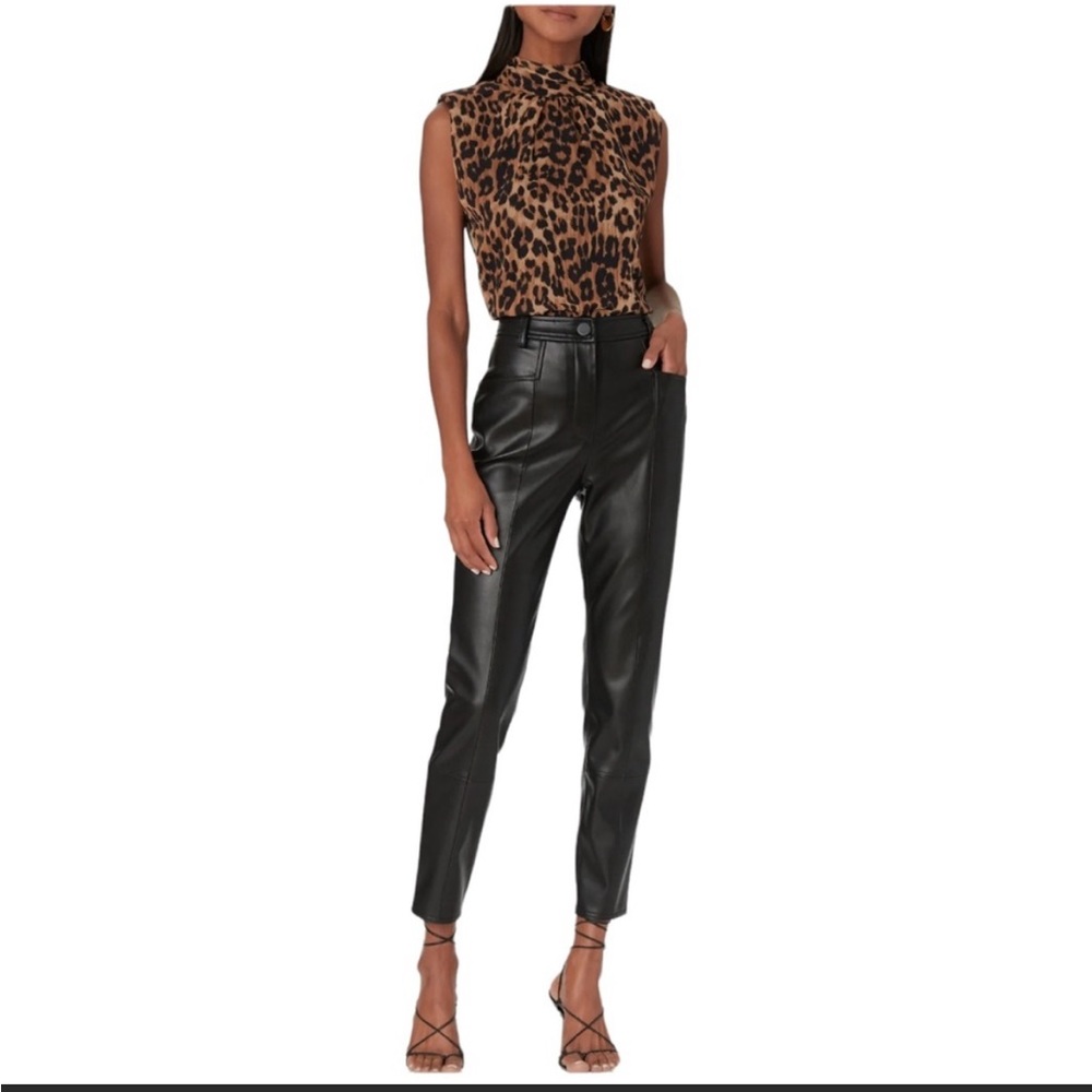 NWT Milly Rue Vegan Leather Pant Skinny Ankle Black 28
